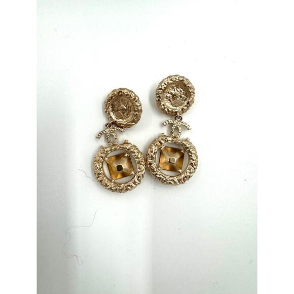 Chanel Modern Pearl and Rhinestone Pendant Statement Pierced Earrings CGHW - Picture 3 of 8